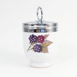 Vintage Royal Worcester Porcelain Egg Coddler Evesham Fruit‎ Berry Large